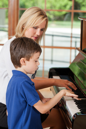piano teacher and student